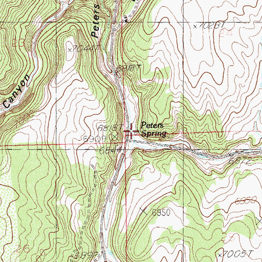 Topographic Map of Peters Spring, UT