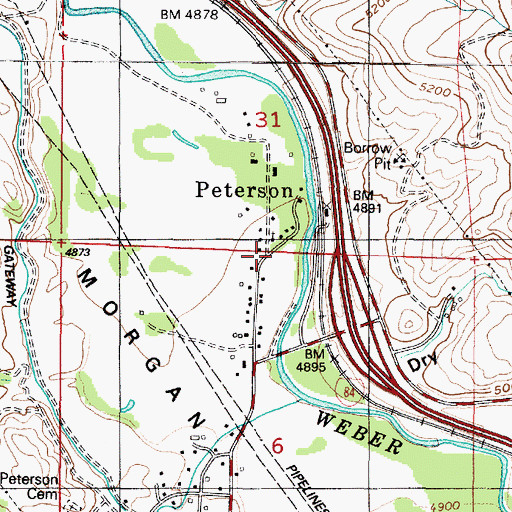 Topographic Map of Peterson, UT