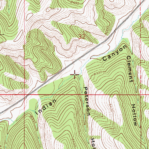 Topographic Map of Peterson Hollow, UT