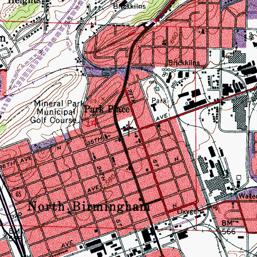 Topographic Map of North Birmingham Elementary School, AL