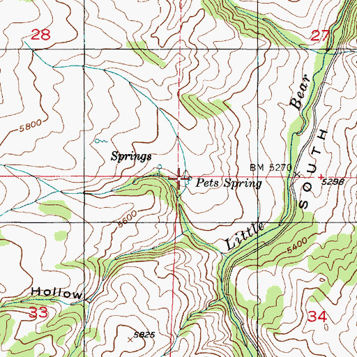 Topographic Map of Pets Spring, UT