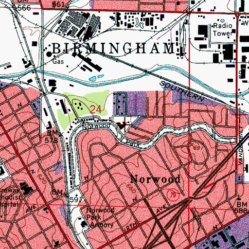 Topographic Map of Norwood Elementary School, AL