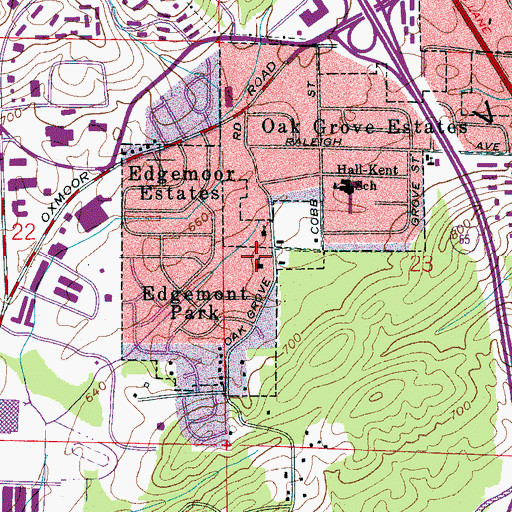 Topographic Map of Oakmont United Methodist Church, AL