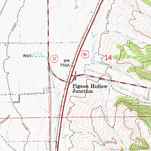 Topographic Map of Pigeon Hollow, UT