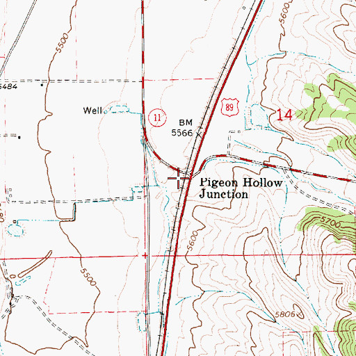 Topographic Map of Pigeon Hollow Junction, UT