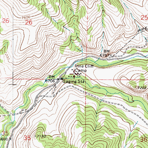 Topographic Map of Pine Cliff Camp, UT