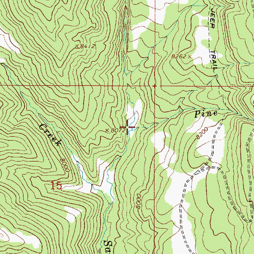 Topographic Map of Pine Creek, UT
