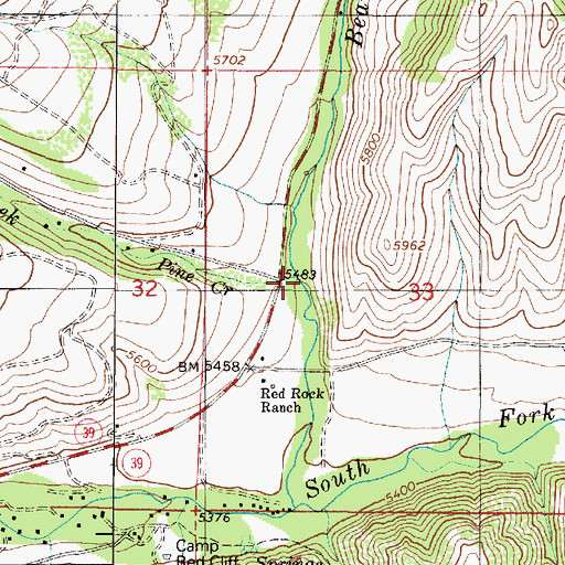 Topographic Map of Pine Creek, UT