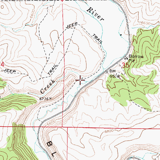 Topographic Map of Pine Creek, UT
