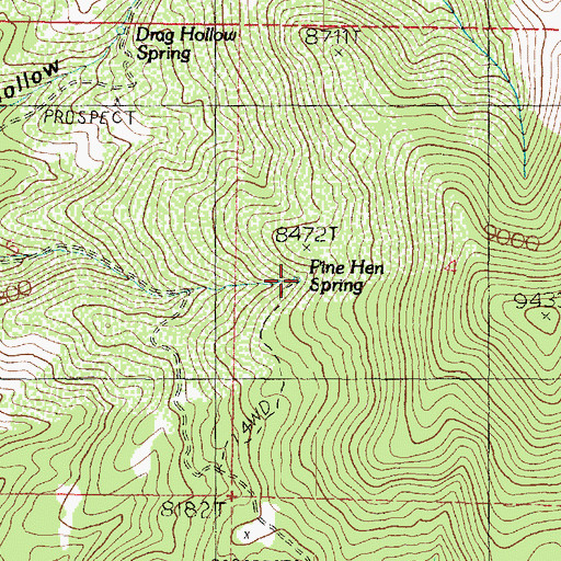 Topographic Map of Pine Hen Spring, UT