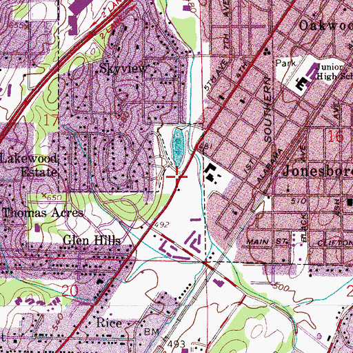 Topographic Map of Old Jonesboro Elementary School (historical), AL