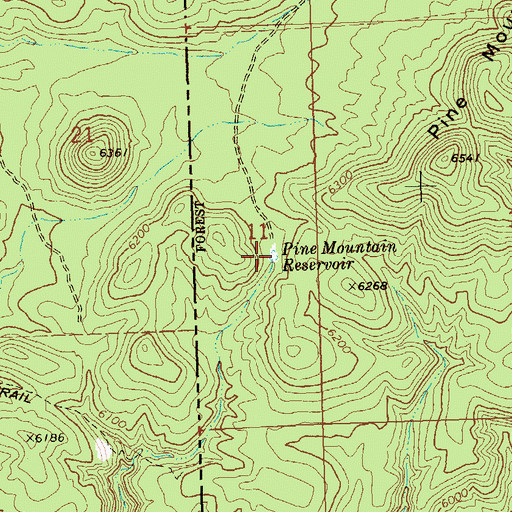 Topographic Map of Pine Mountain Reservoir, UT
