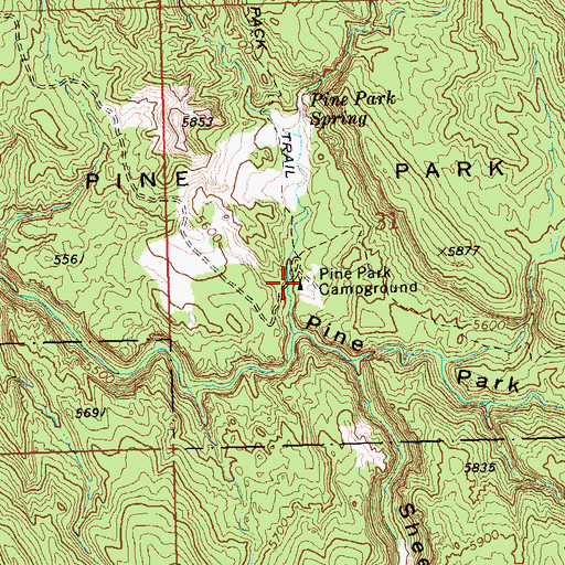 Topographic Map of Pine Park Campground, UT