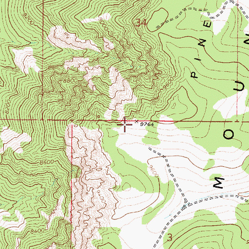 Topographic Map of Pine Peaks, UT