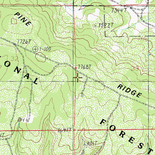 Topographic Map of Pine Ridge, UT