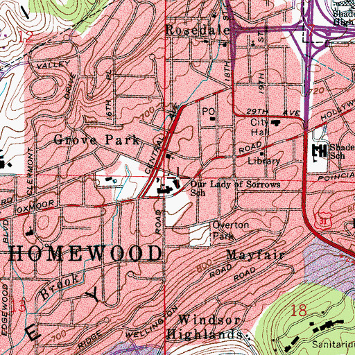 Topographic Map of Our Lady of Sorrows Church, AL