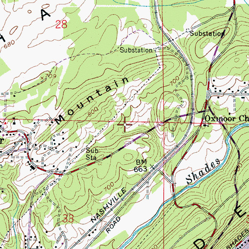 Topographic Map of Oxmoor Elementary School, AL