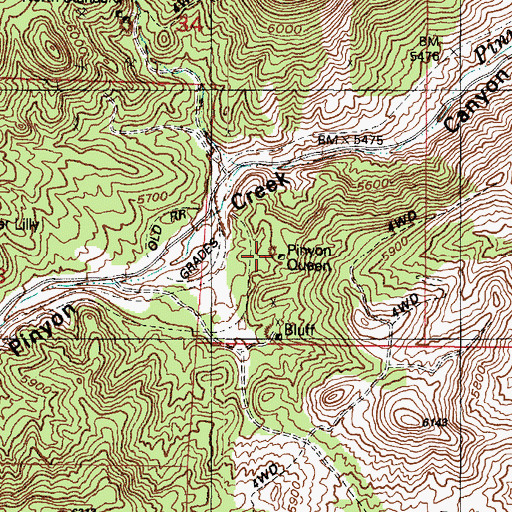 Topographic Map of Pinyon Queen, UT
