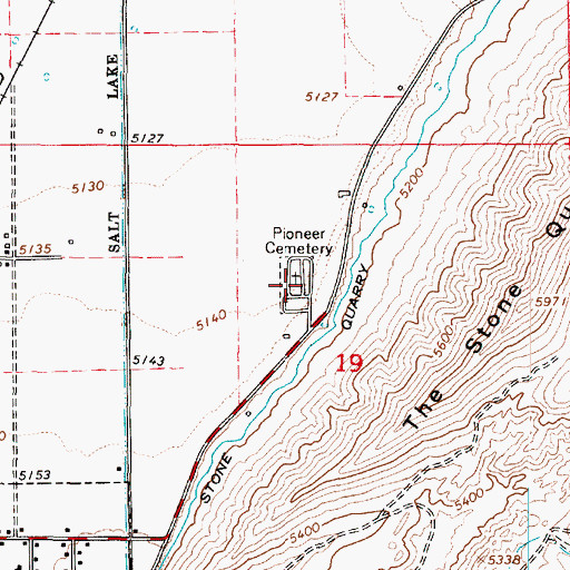 Topographic Map of Pioneer Cemetery, UT