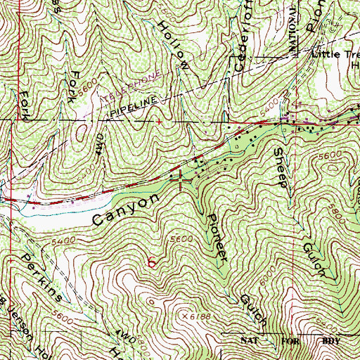 Topographic Map of Pioneer Gulch, UT