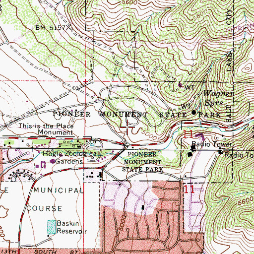 Topographic Map of Pioneer Monument State Park, UT