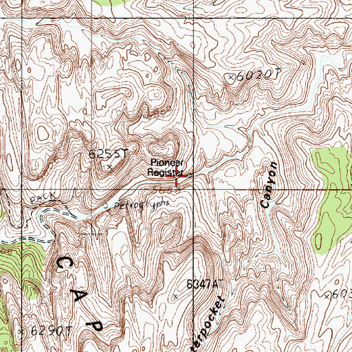 Topographic Map of Pioneer Register, UT