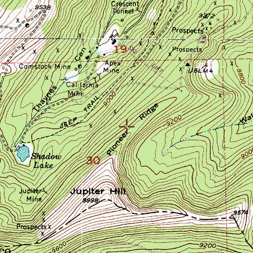 Topographic Map of Pioneer Ridge, UT
