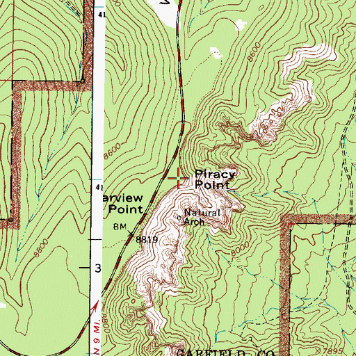 Topographic Map of Piracy Point, UT