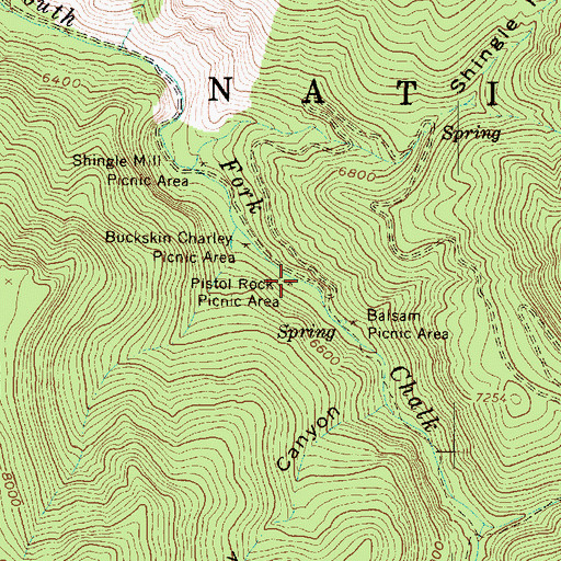 Topographic Map of Pistol Rock Picnic Area, UT