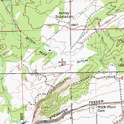 Topographic Map of Pitt Ditch, UT