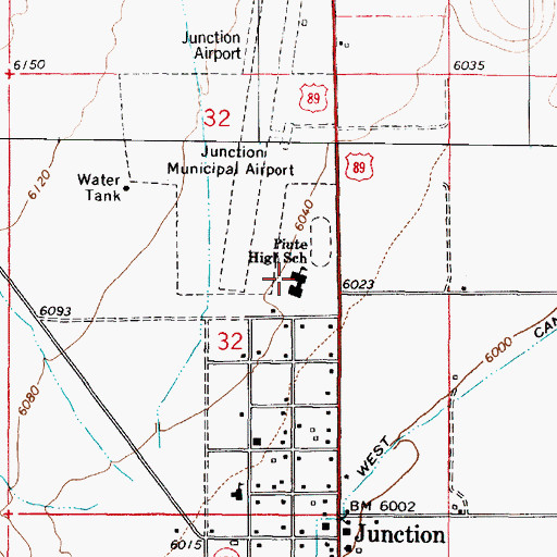 Topographic Map of Piute High School, UT