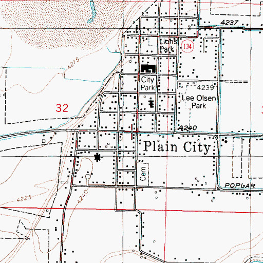 Topographic Map of Plain City, UT