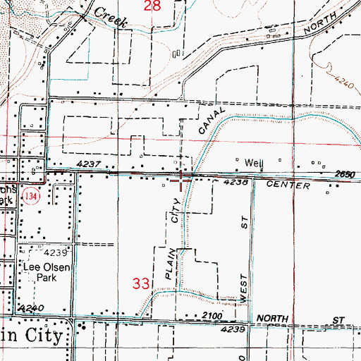 Topographic Map of Plain City Canal, UT
