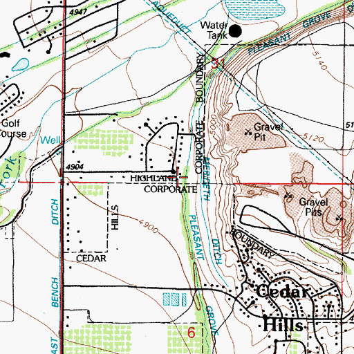 Topographic Map of Pleasant Grove Ditch, UT