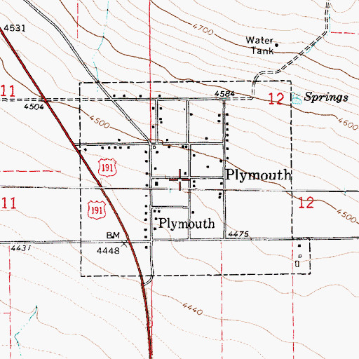Topographic Map of Plymouth, UT
