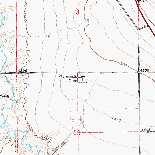 Topographic Map of Plymouth Cemetery, UT