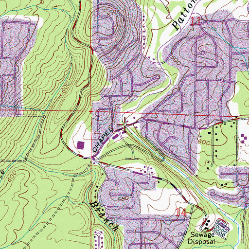 Topographic Map of Patton Creek Bridge, AL