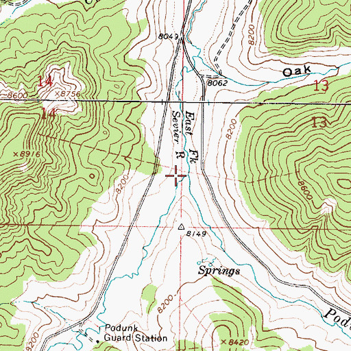 Topographic Map of Podunk Creek, UT