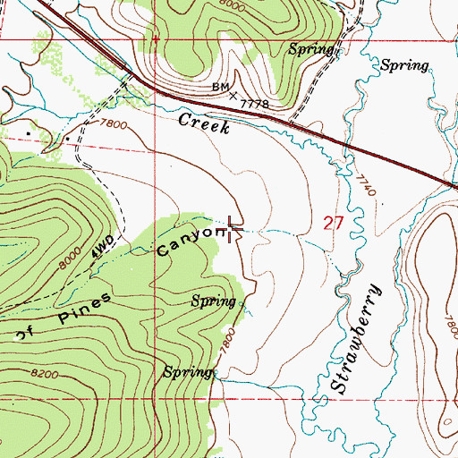 Topographic Map of Point of Pines Canyon, UT