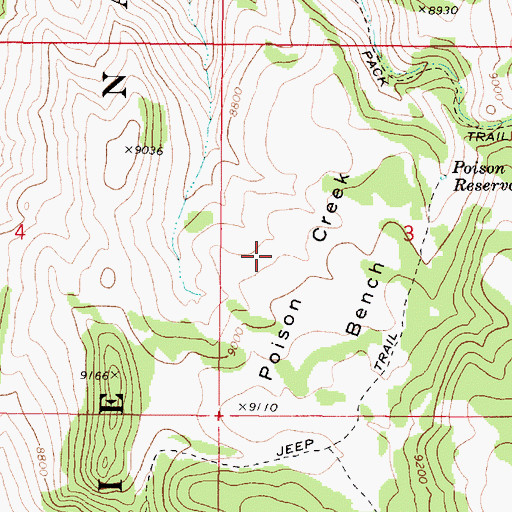 Topographic Map of Poison Creek Bench, UT