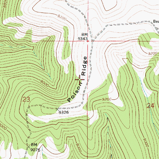 Topographic Map of Poison Ridge, UT
