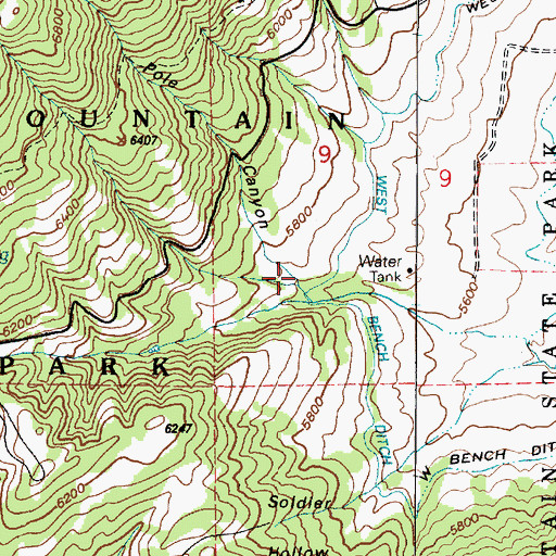 Topographic Map of Pole Canyon, UT