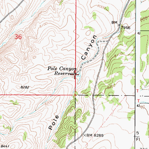 Topographic Map of Pole Canyon Reservoir, UT