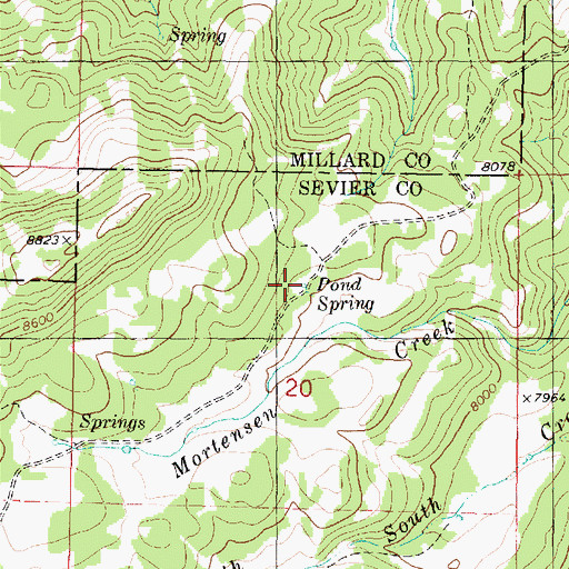 Topographic Map of Pond Spring, UT