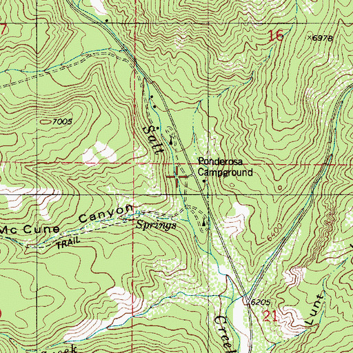 Topographic Map of Ponderosa Campground, UT