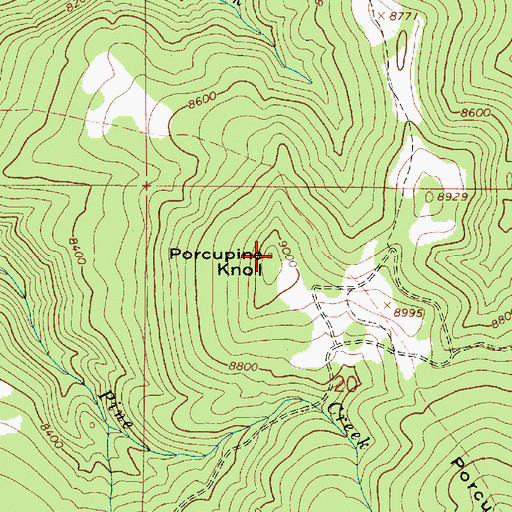 Topographic Map of Porcupine Knoll, UT