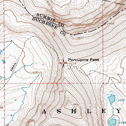 Topographic Map of Porcupine Pass, UT