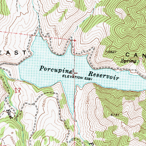 Topographic Map of Porcupine Reservoir, UT