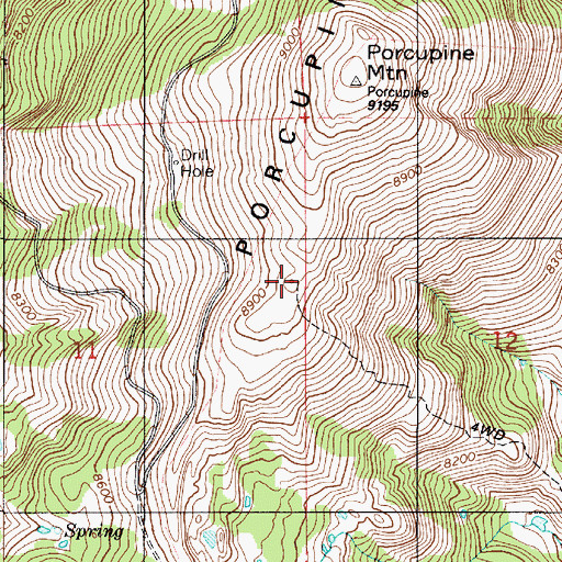 Topographic Map of Porcupine Ridge, UT