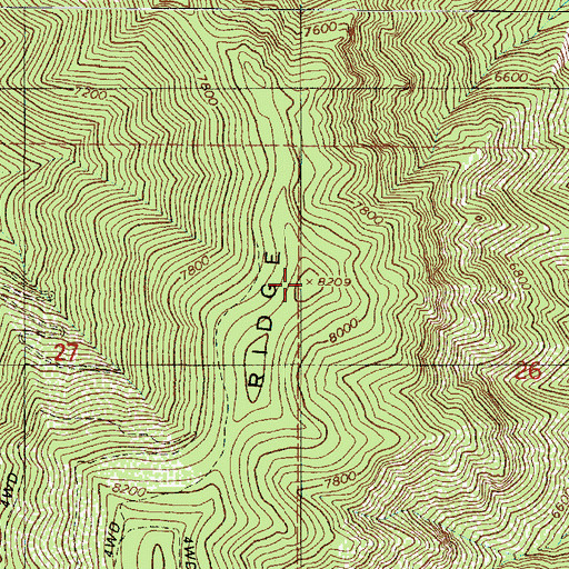 Topographic Map of Porcupine Ridge, UT
